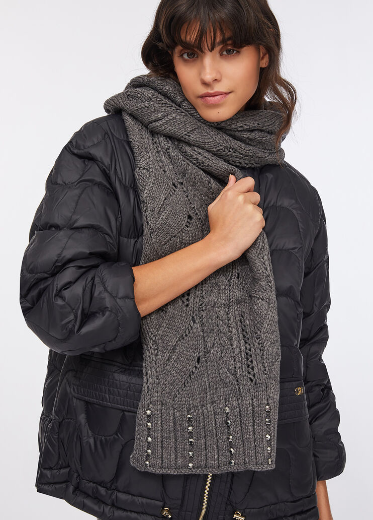 Wool-blend scarf with rhinestones grey Liu Jo - medium