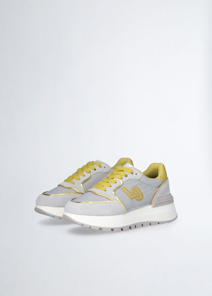 Platform sneakers in suede and nylon grey/yellow Liu Jo - large image number 2 Platform sneakers in suede and nylon grey/yellow Liu Jo - large image number 2