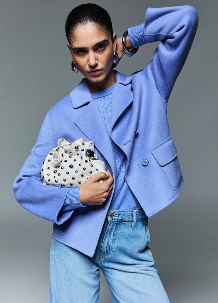 Короткое пальто из двухслойного сукна голубой Liu Jo - medium