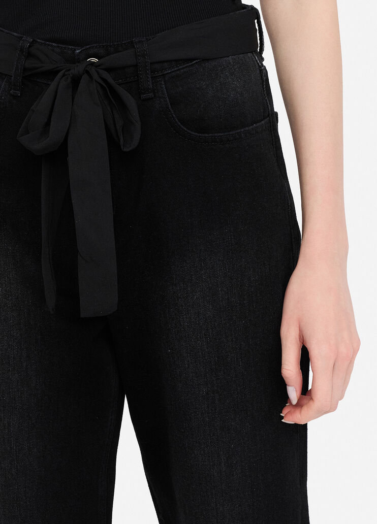 Gerade geschnittene Jeans mit Details aus Spitze Denim-Schwarz Liu Jo - large image number 1