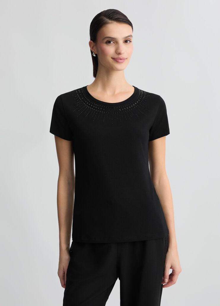 T-shirt with rhinestones black/necklace Liu Jo - medium T-shirt with rhinestones black/necklace Liu Jo - medium
