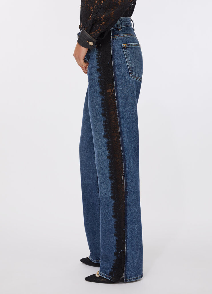 Straight-Jeans mit Spitze Denimblau Liu Jo - medium