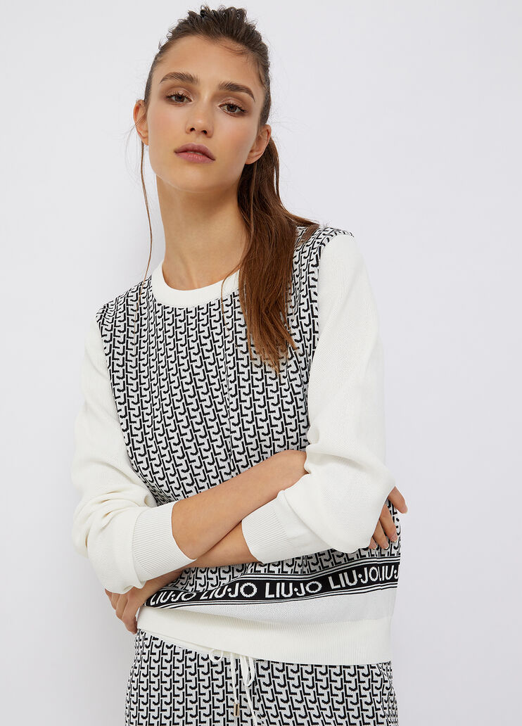 Eco-friendly jumper  white/black Liu Jo - large image number 0 Eco-friendly jumper  white/black Liu Jo - large image number 0