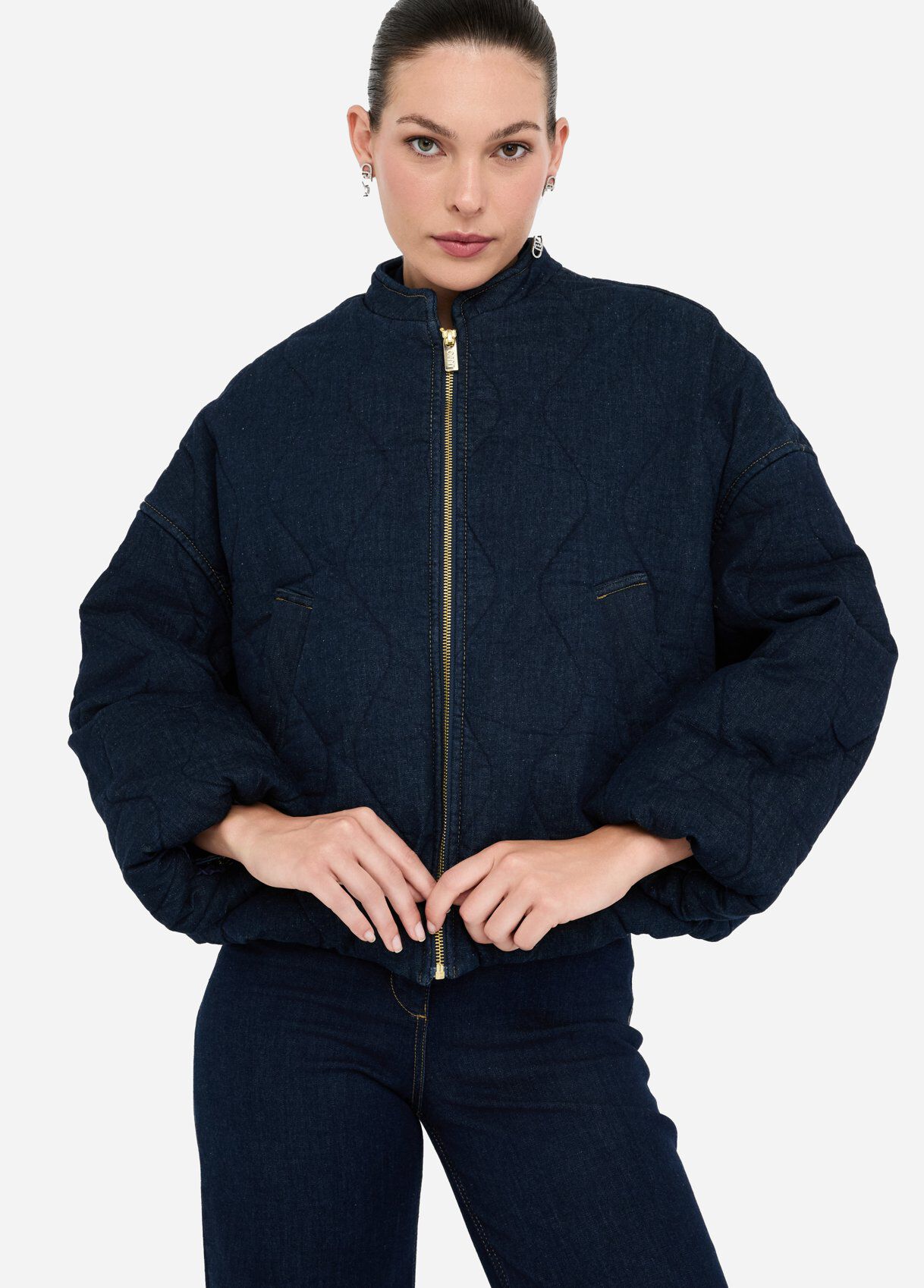 Quilted denim bomber jacket colour dark blue denim | Liu Jo