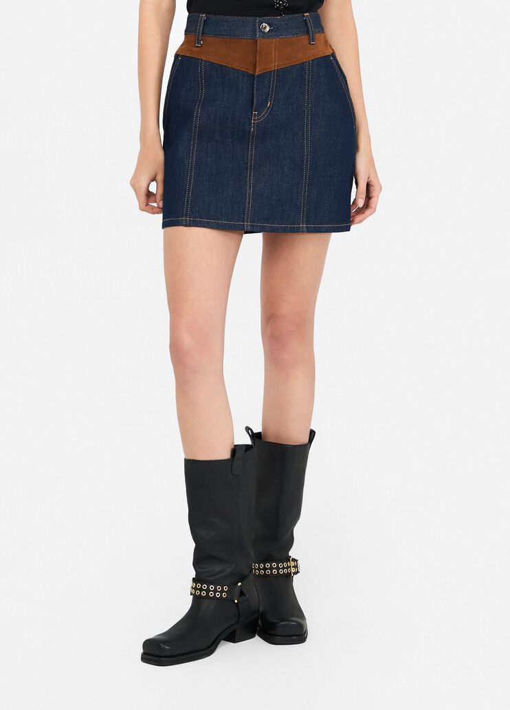 Denim mini skirt with suede insert classic wash Liu Jo - medium Denim mini skirt with suede insert classic wash Liu Jo - medium