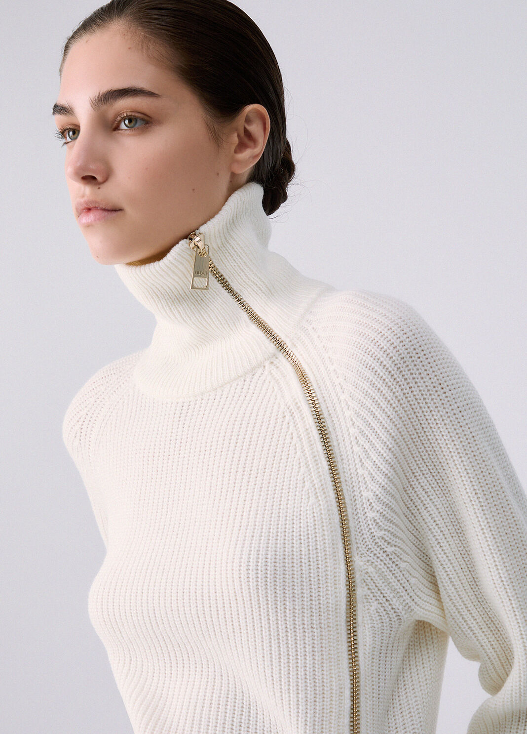 Wool Blend Sweater with Zip white wool Liu Jo - large image number 4
