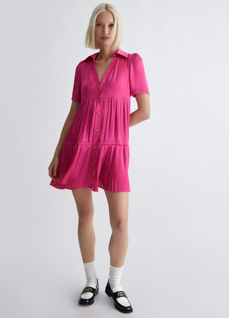 Satin shirt dress fuchsia Liu Jo - look Satin shirt dress fuchsia Liu Jo - look
