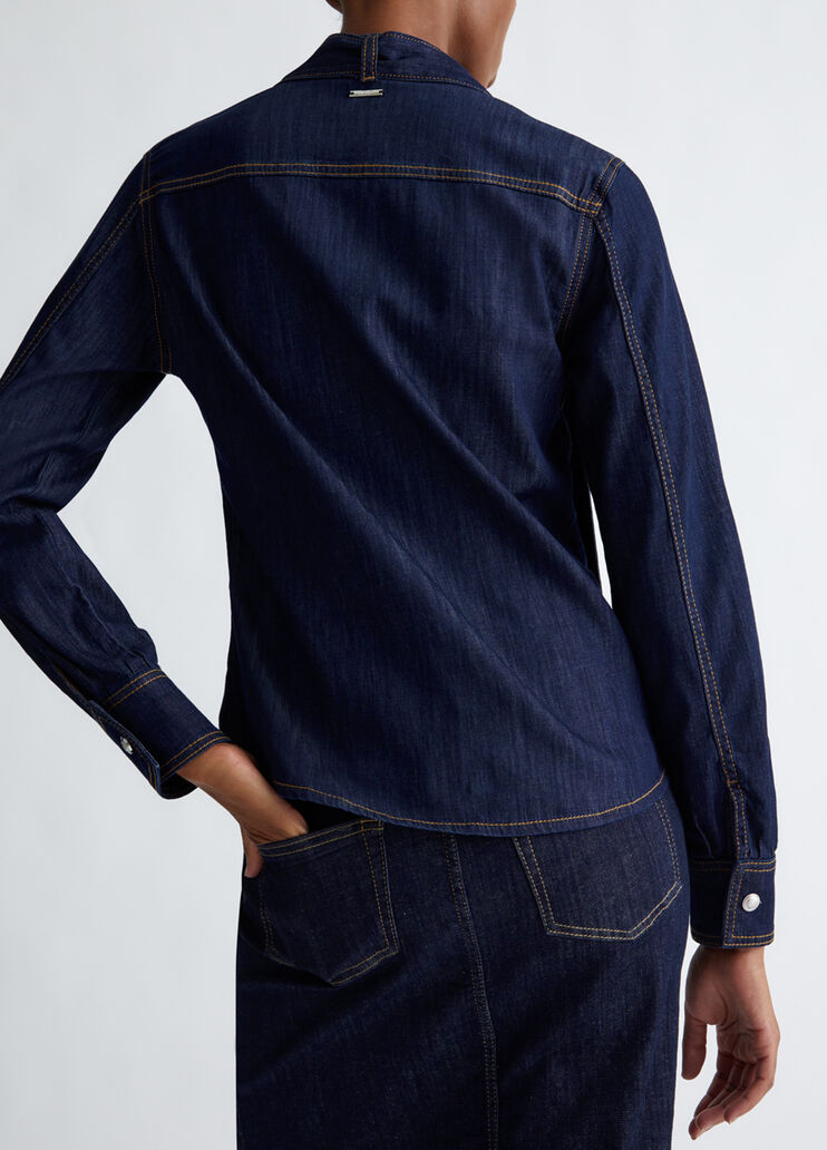 Camisa de tejido denim con lazo lavado clásico Liu Jo - medium Camisa de tejido denim con lazo lavado clásico Liu Jo - medium