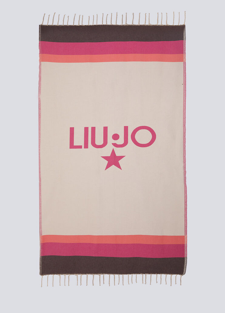 Пляжное полотенце с бахромой слоновая кость/землистый/фуксия Liu Jo - large image number 0