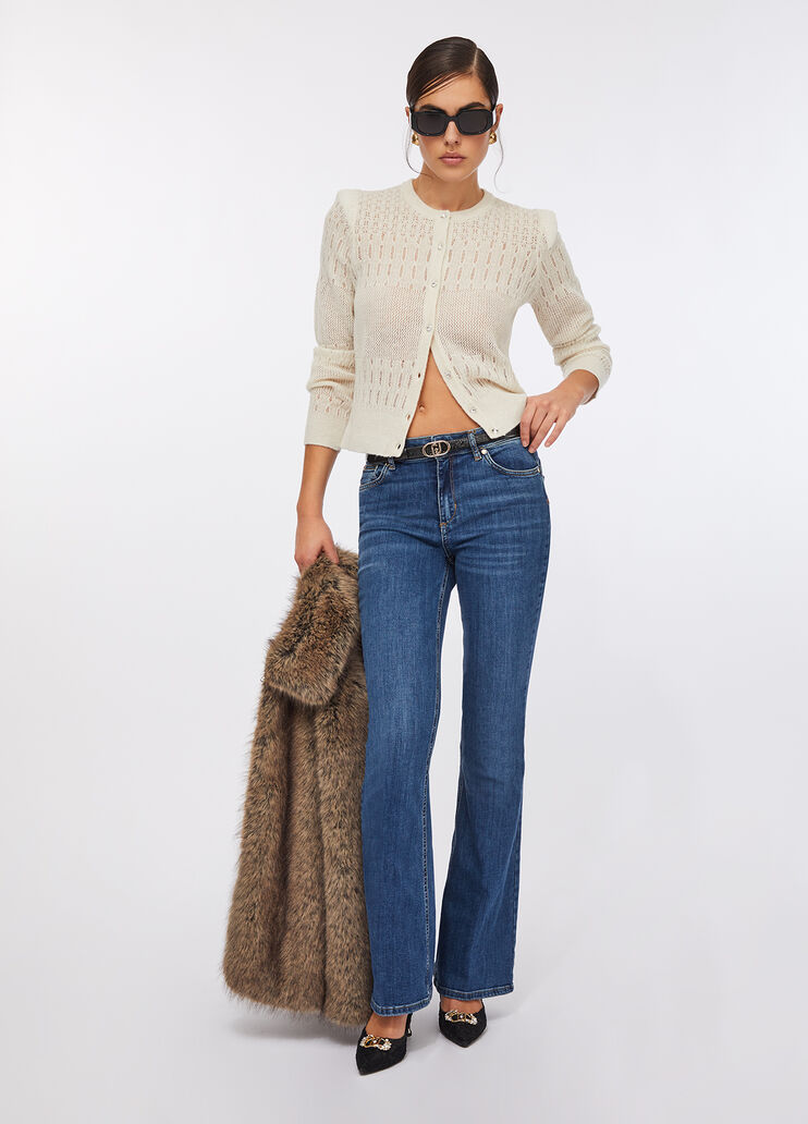 Flare-Jeans mit hohem Bund Dunkles Denimblau Liu Jo - large image number 5