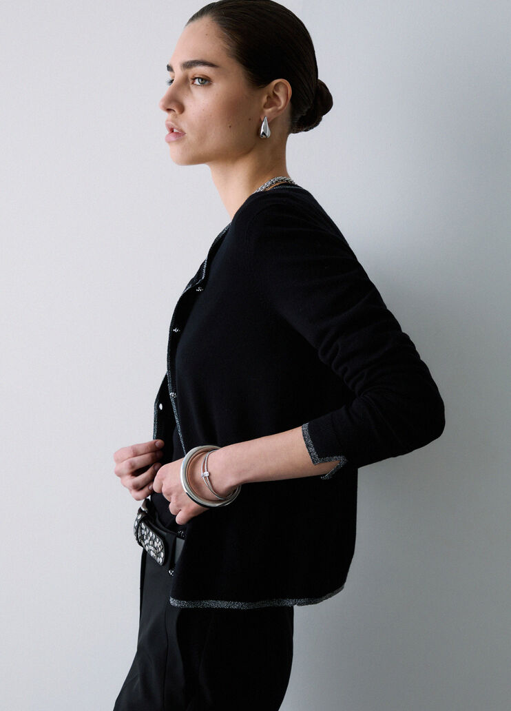 Cardigan with profili Lurex&reg; black Liu Jo - medium