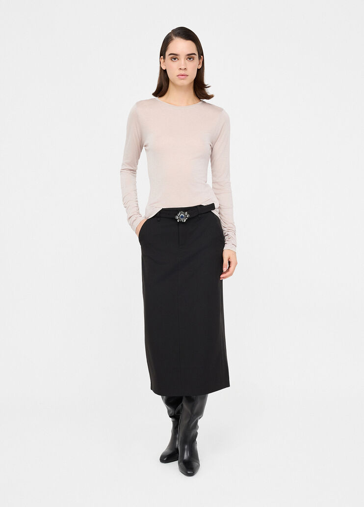Wool and modal t-shirt dark beige Liu Jo - medium Wool and modal t-shirt dark beige Liu Jo - medium