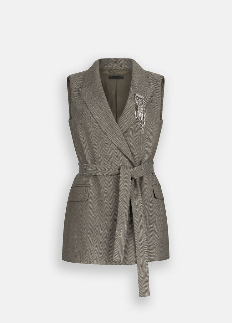 Chevron vest with belt dark beige Liu Jo - large image number 6