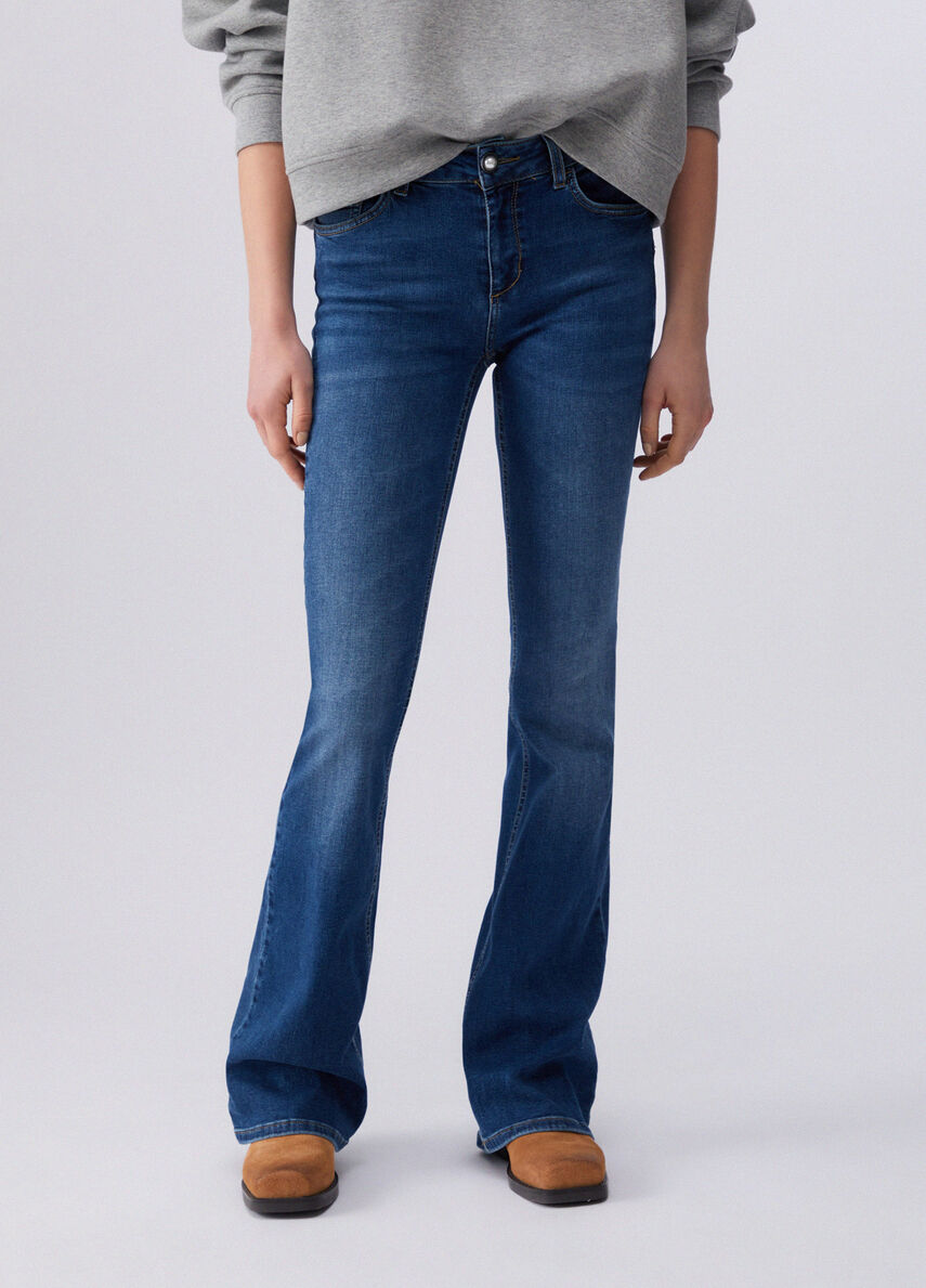 Flared jeans with elastic insert colour dark blue denim | Liu Jo