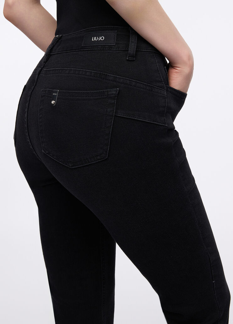 Jean flare à boutons bijou denim noir Liu Jo - large image number 2