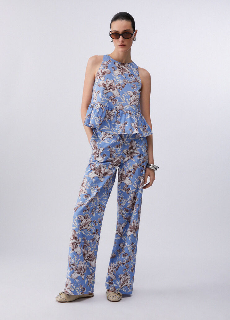 Poplin top with bow light blue with print Liu Jo - medium