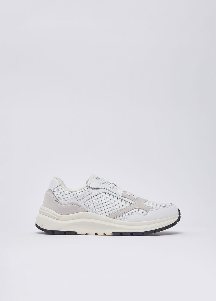 Sneakers pour hommes en cuir ajour&eacute; blanc et gris Liu Jo - medium