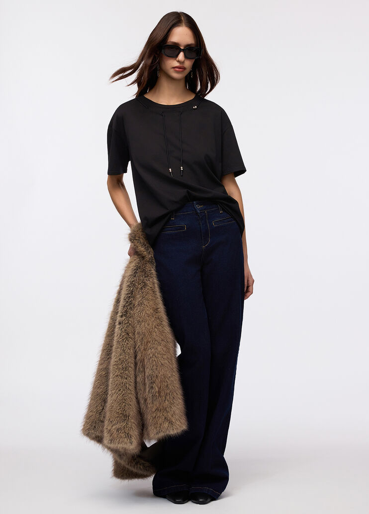 Cotton T-shirt with drawstring black Liu Jo - large image number 3