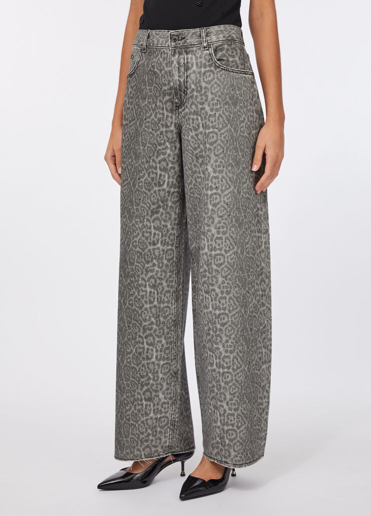 Flared trousers with print grey animal print Liu Jo - large image number 0