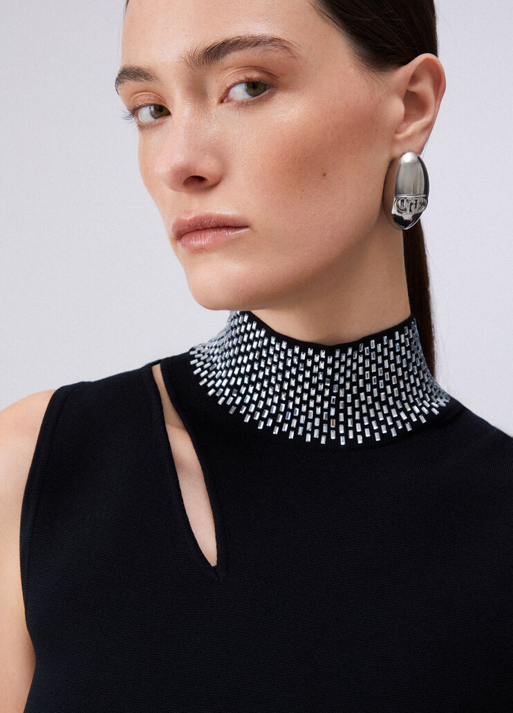 Knit dress with rhinestones black Liu Jo - medium