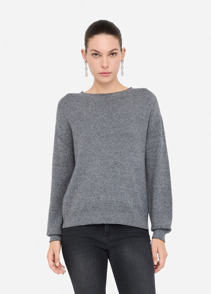 Pullover mit Mini-Pailletten Grau Liu Jo - medium Pullover mit Mini-Pailletten Grau Liu Jo - medium