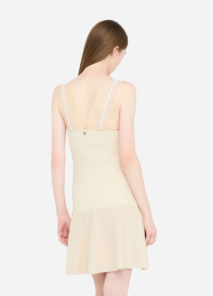 Короткое платье с кружевными деталями светло-бежевый Liu Jo - large image number 1