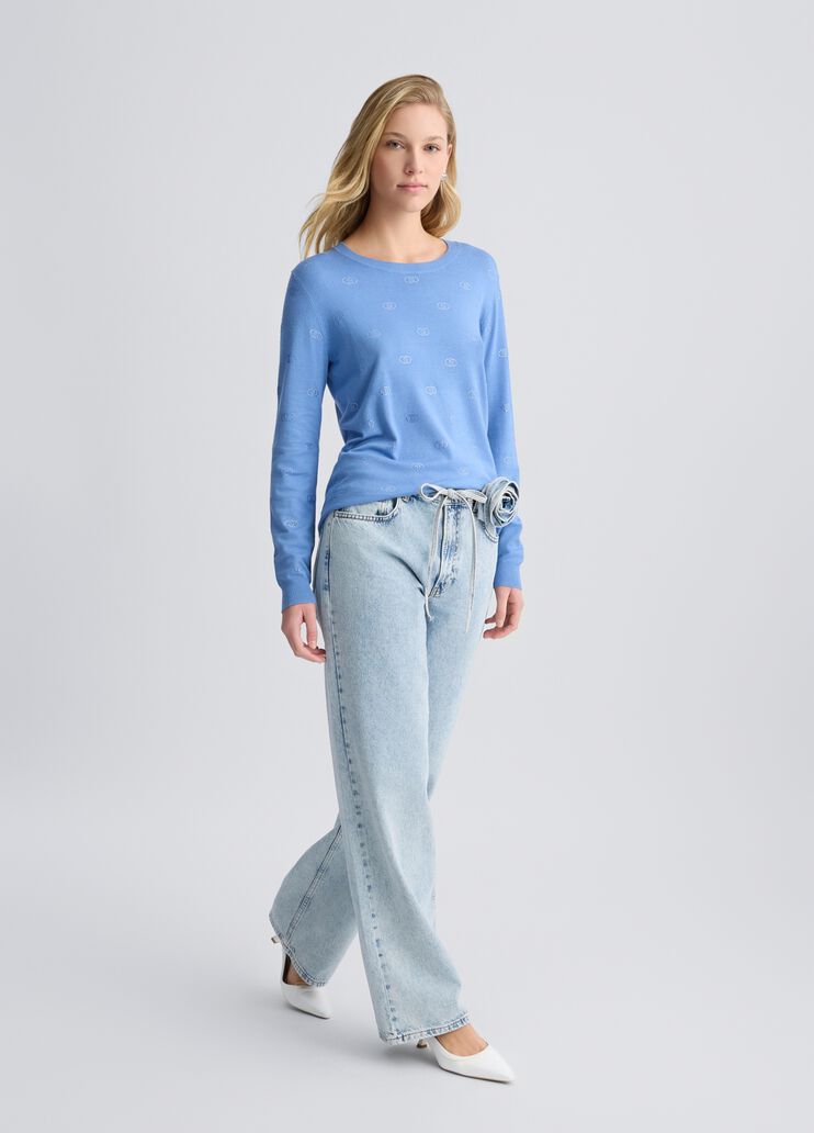 Top with logo and gemstones bright blue Liu Jo - medium Top with logo and gemstones bright blue Liu Jo - medium