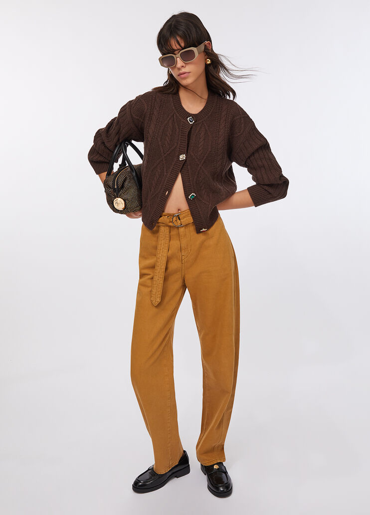 Cardigan en laine avec boutons bijoux chocolat noir Liu Jo - large image number 5