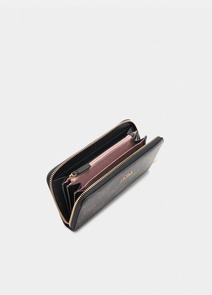 Large zip-around wallet with logo black Liu Jo - large image number 3