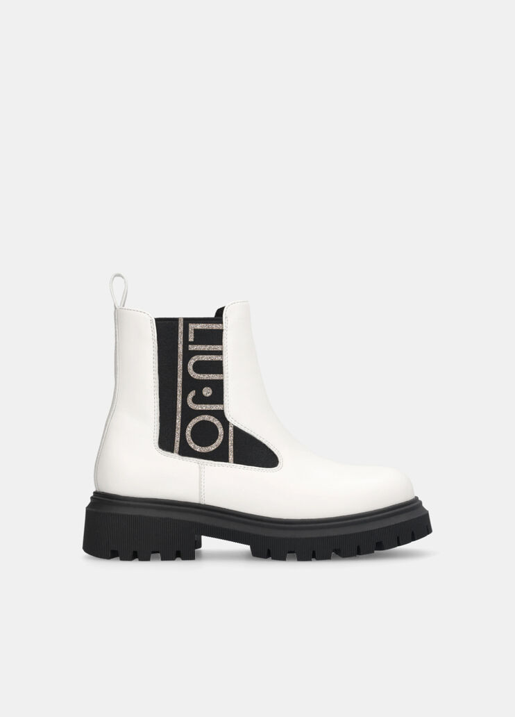 Ankle boots with glittery maxi-logo milk Liu Jo - medium Ankle boots with glittery maxi-logo milk Liu Jo - medium