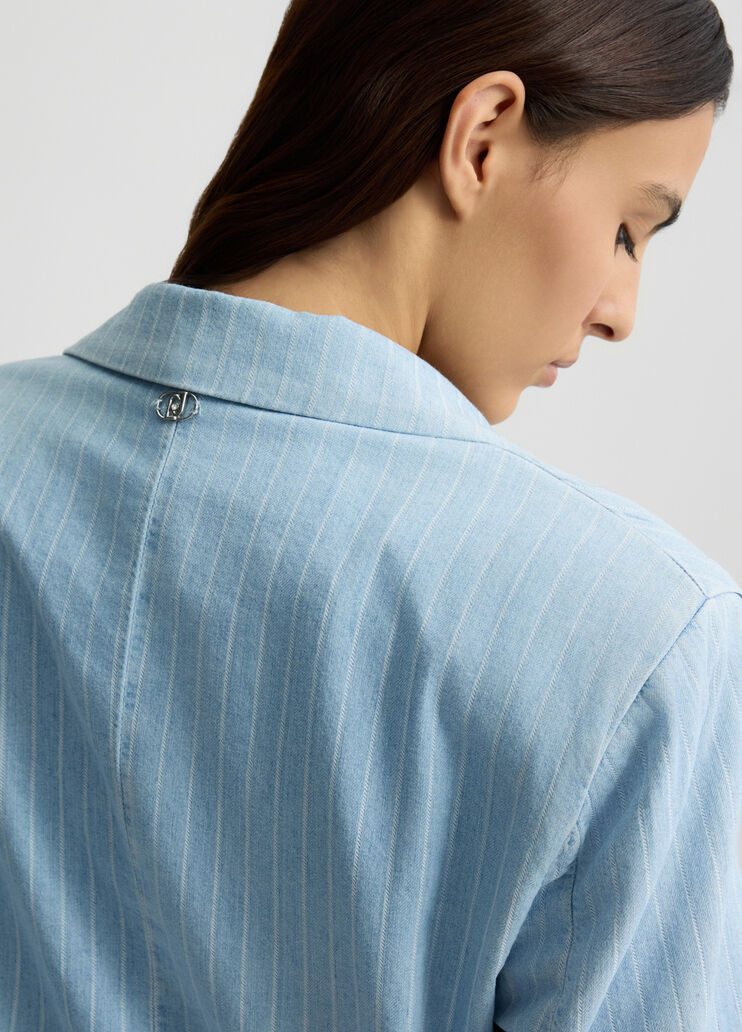Pinstripe denim blazer light denim Liu Jo - large image number 4 Pinstripe denim blazer light denim Liu Jo - large image number 4