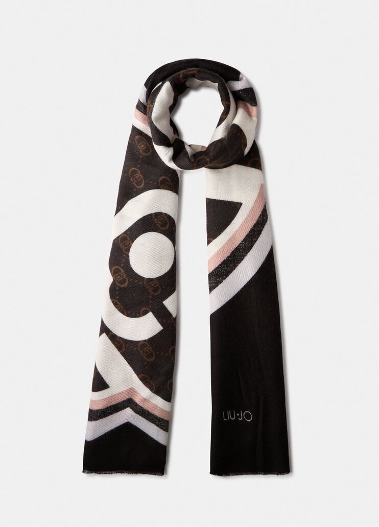 Shawl with logo black Liu Jo - medium Shawl with logo black Liu Jo - medium