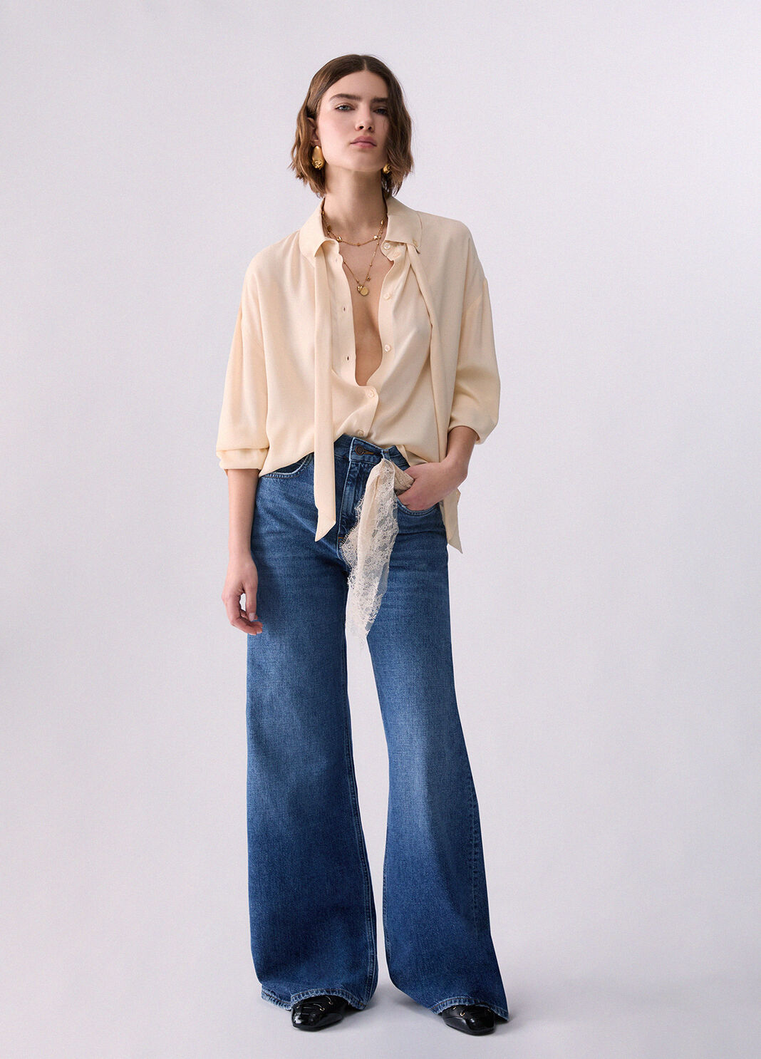 Jeans acampanados con bandana denim azul Liu Jo - large image number 5