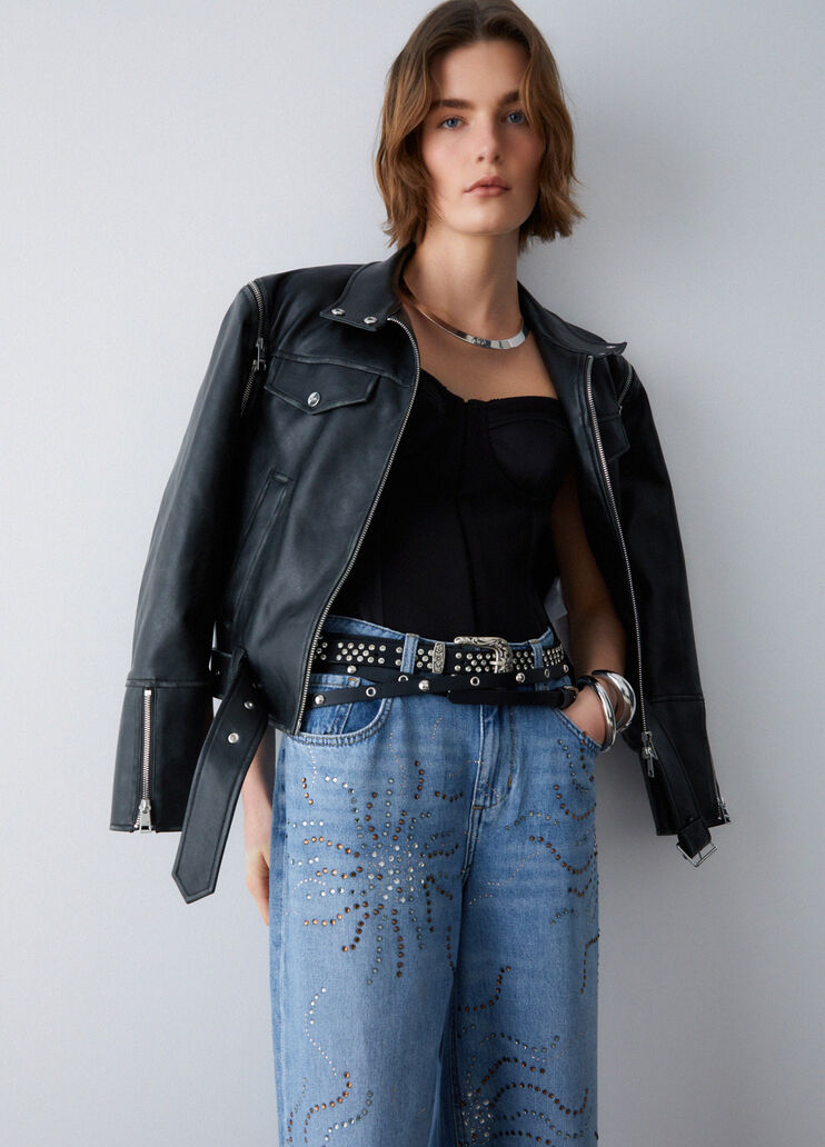 Gerade geschnittene Jeans mit Strass Helles Denimblau Liu Jo - medium