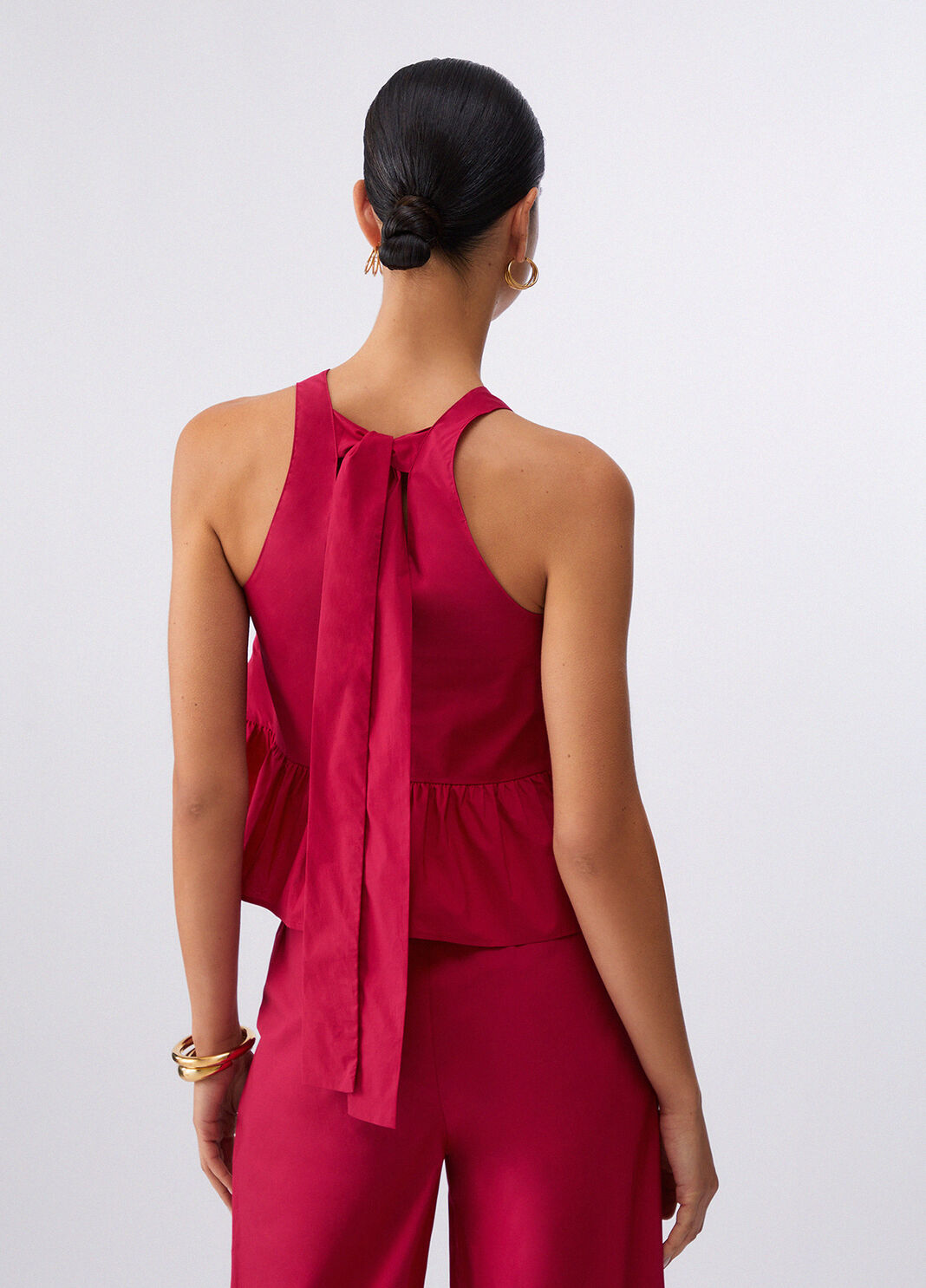 Топ из поплина с бантом красный Liu Jo - large image number 1