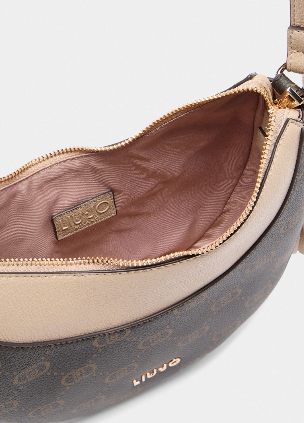 Borsa hobo media con logo beige Liu Jo - large image number 4