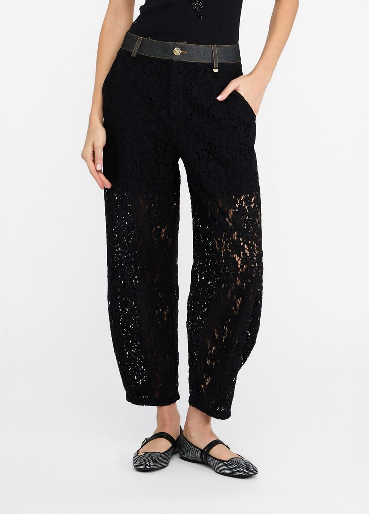 Lace trousers black denim Liu Jo - large image number 0 Lace trousers black denim Liu Jo - large image number 0