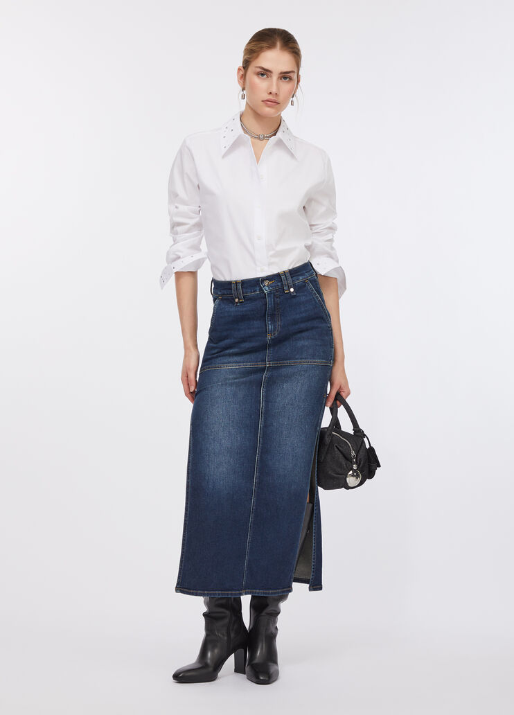 Poplin shirt with rhinestones white Liu Jo - large image number 5