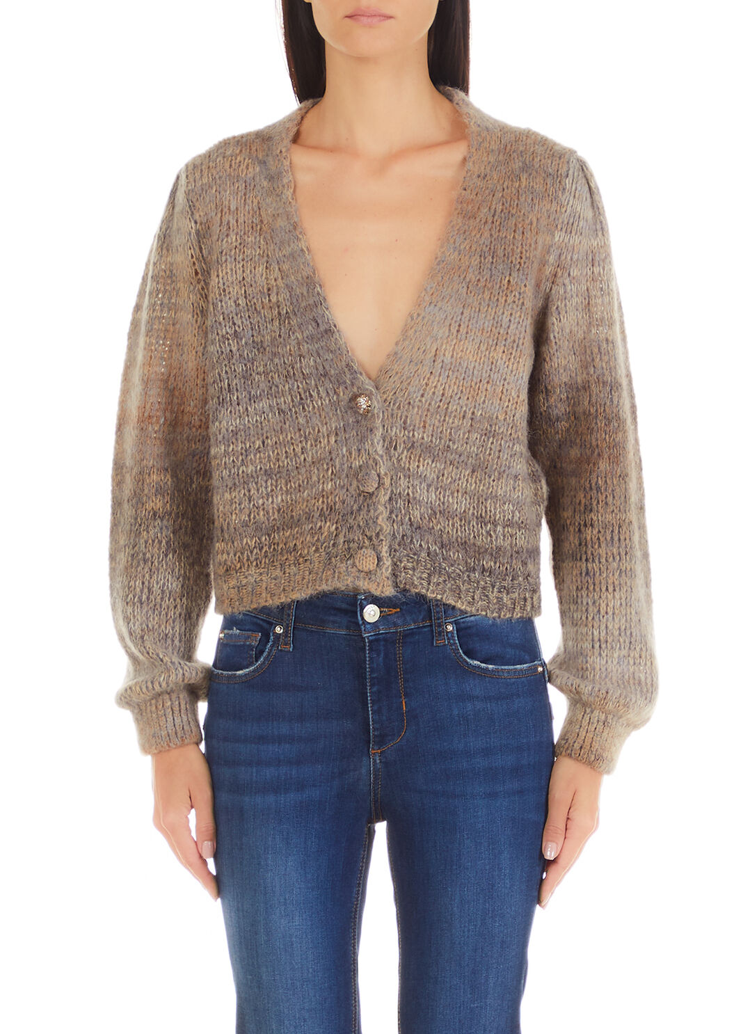 Cardigan con bottone gioiello tabacco sfumato Liu Jo - large image number 0