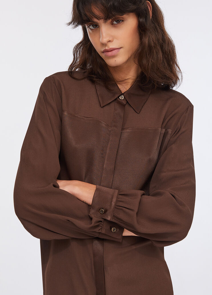 Crêpe de chine shirt chocolate Liu Jo - medium Crêpe de chine shirt chocolate Liu Jo - medium