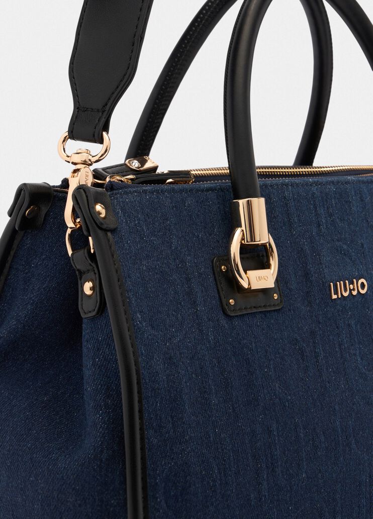 Shopper format moyen en denim bleu foncé Liu Jo - large image number 5