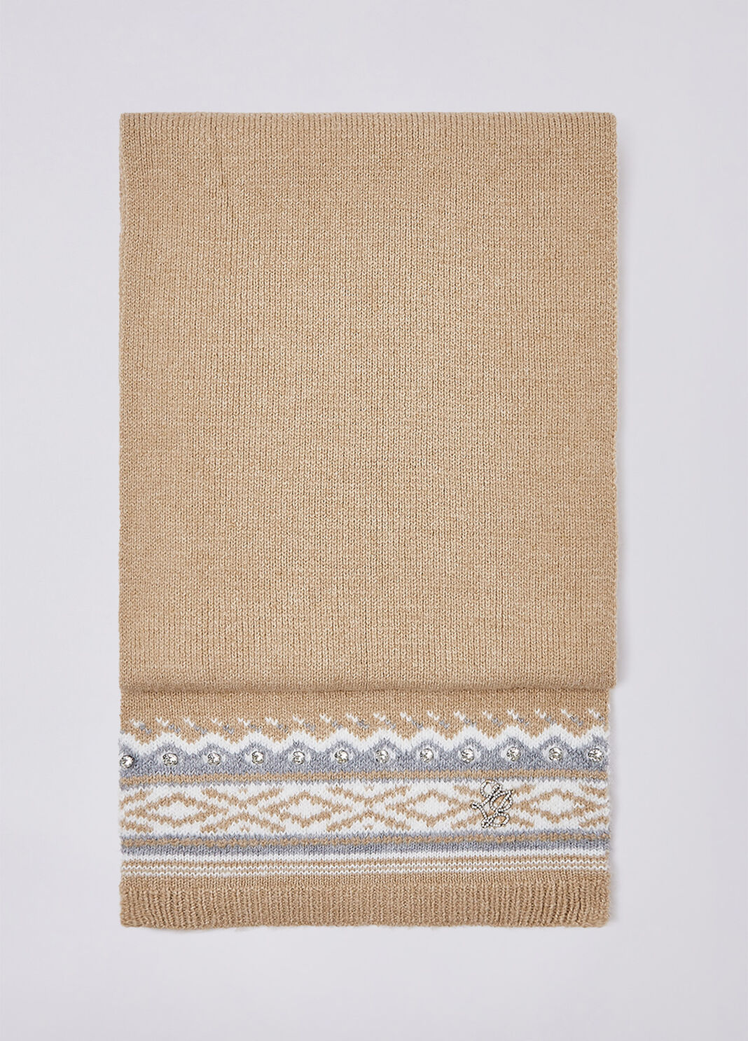Bufanda jacquard con bordados joya camel Liu Jo - large image number 2