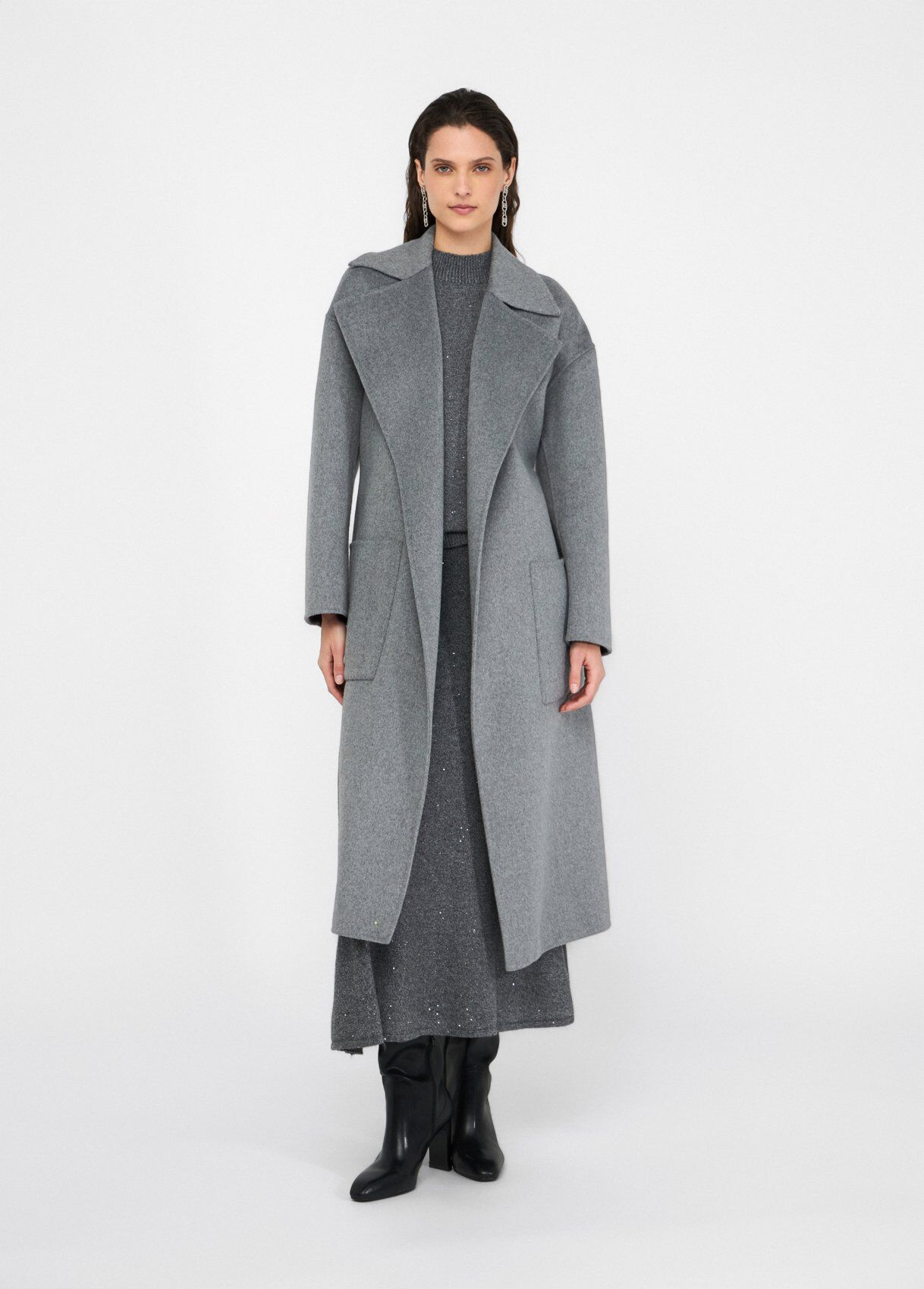 Wool coat with belt colour grey | Liu Jo