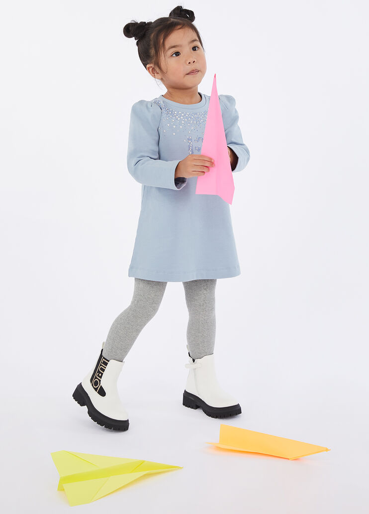 Cotton fleece dress with rhinestones light blue Liu Jo - medium Cotton fleece dress with rhinestones light blue Liu Jo - medium