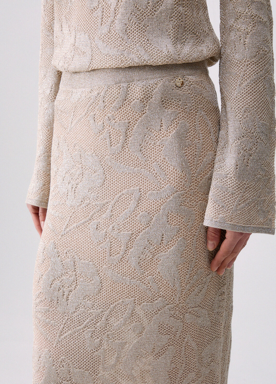 Midi skirt in lace lam&eacute; rope Liu Jo - large image number 2