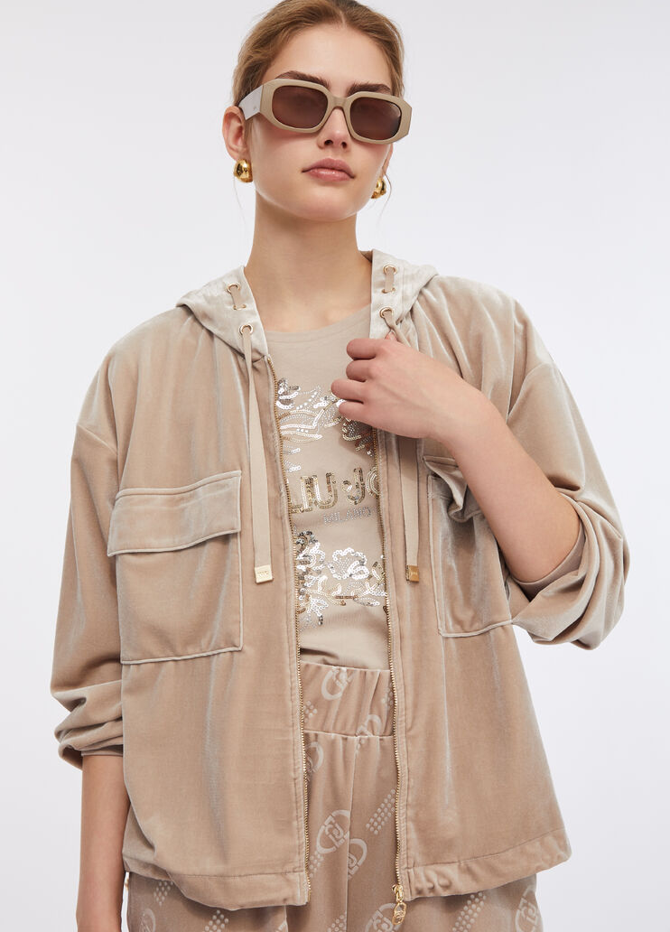 Sudadera de chenilla con capucha champán Liu Jo - large image number 2