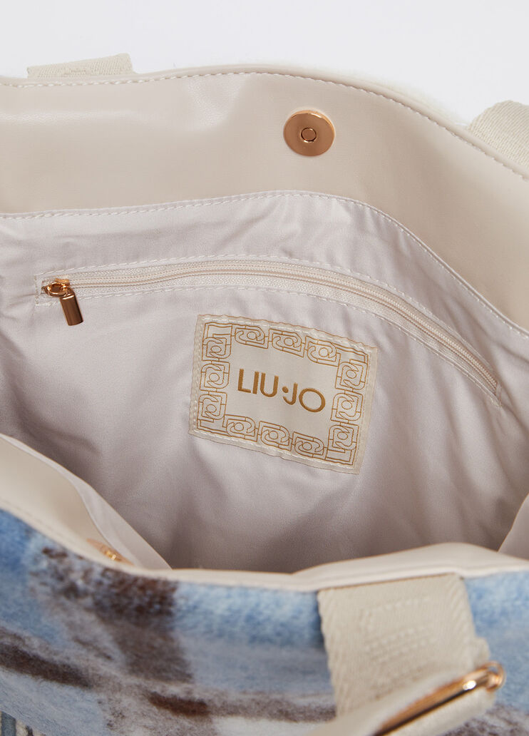 Shopper format moyen en laine mélangée bleu foncé Liu Jo - large image number 5