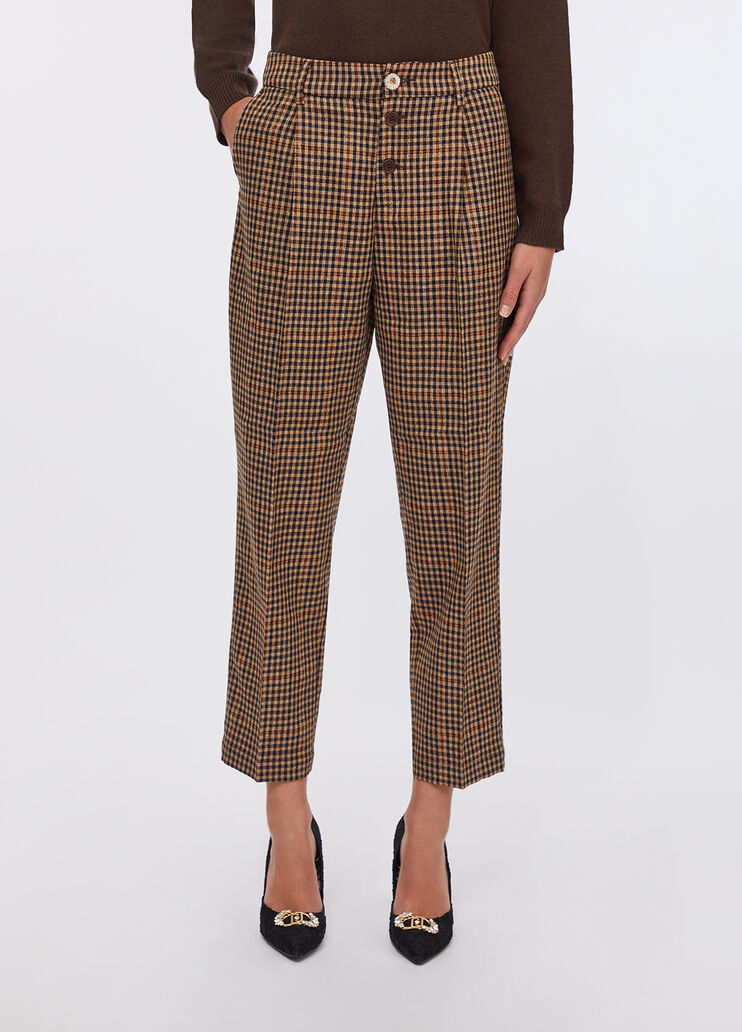 Chequered trousers with darts beige Liu Jo - medium