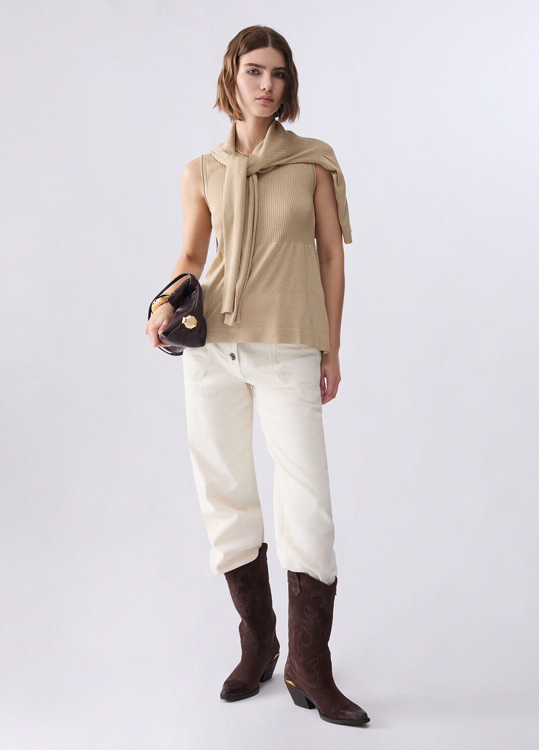 Top de punto lam&eacute; beige Liu Jo - large image number 3