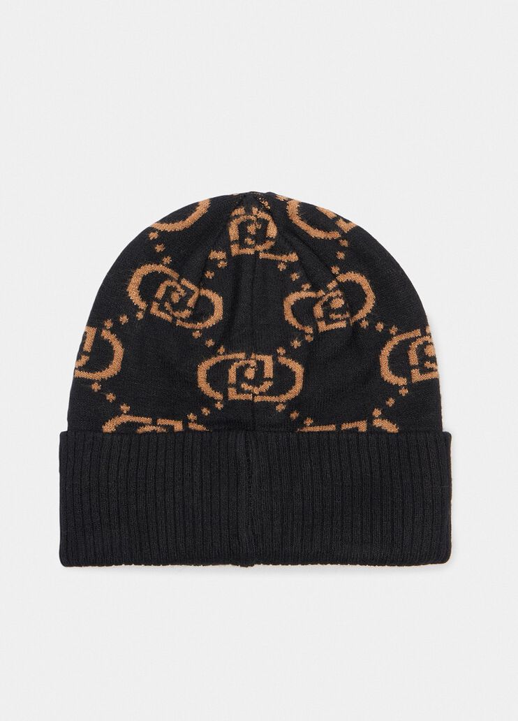 M&uuml;tze aus Monogramm-Jacquard Schwarz Liu Jo - medium